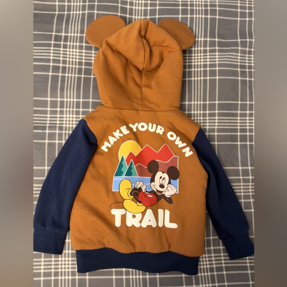Kids Mickey Mouse Adventure Hoodie - Brown and Blue